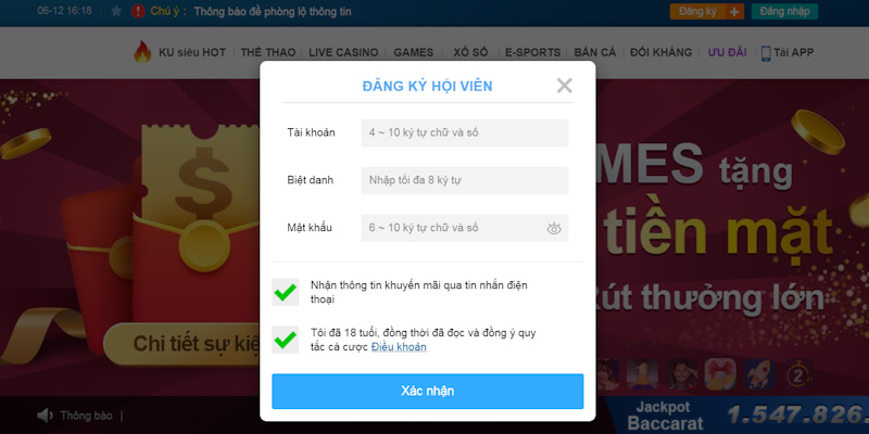 Đăng ký tham gia Saba tại Kubet rất dễ dàng